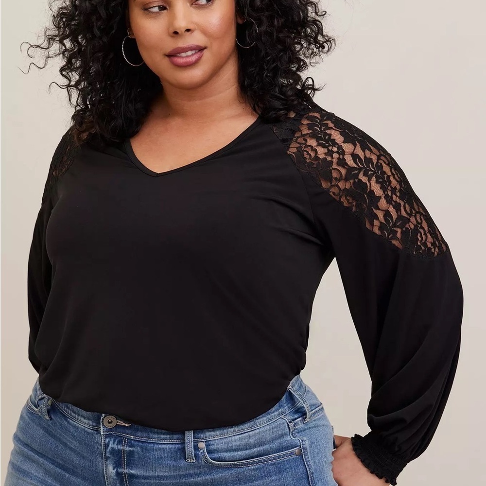 TORRID Elegant Black Lace Sleeve Women's Top